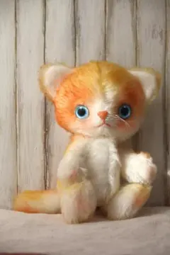 年末キャンペーン♡アートドール　ハンドメイド　テディベア　三毛猫　ぬいぐるみ