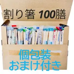 おまけ5膳　個包装【まとめ売り】割り箸 100膳　BBQや工作　竹丸　竹箸　元禄