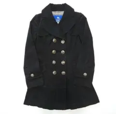 バーバリーブルーレーベル✨トレンチコート 銀ボタン 黒 38 コットン チェック