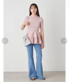 新品未使用　snidel ティアード　フリル　ピンク　ペプラム　トップス 半袖