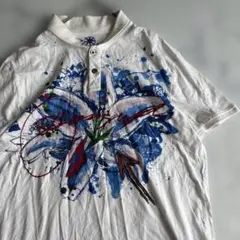 ✨美品✨Desigual デシグアル 白青派手 半袖ポロシャツXL mr903のサムネイル