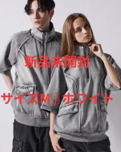 CLEL ヴィンテージデザイン半袖ハーフジップTシャツのサムネイル
