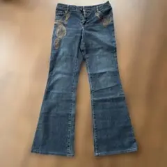 SCAPA 刺繍入りデニムパンツ ダークブルー