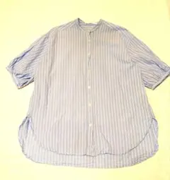 AMERICANHOLiC バンドカラー ストライプ柄パフスリーブ袖フェミニン