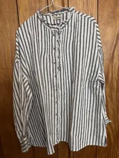 サマンサモスモス スローリネン　フリルピンタックブラウス　オフホワイト