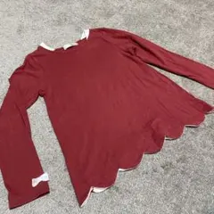 ever closet 長袖カットソー ボルドー リボン