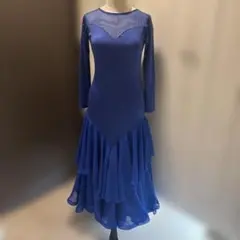 社交ダンスドレス スタンダードドレス M ロイヤルブルー 競技・デモ