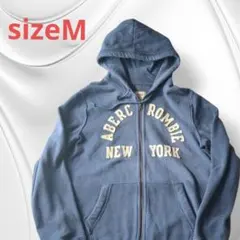 ✨アバクロンビーアンドフィッチ✨　アバクロ　フルジップ　パーカー　M　青のサムネイル