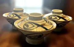 昭和レトロ　陶器丼ぶり（蓋付き）3個のサムネイル
