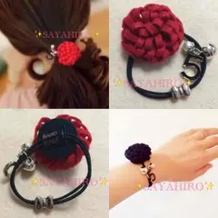 ☆ラスト❤️レッドフラワー2連ヘアゴム