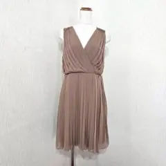 ZARA ザラウーマン ノースリーブVネックワンピース ブラウン M