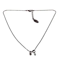 ブラック チャーム、パール付き ネックレス コムサイズム