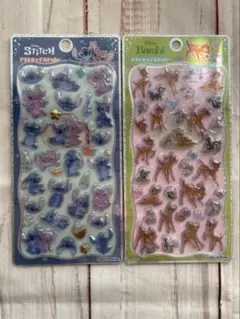 プチドロップシールステッカー ディズニー バンビ スティッチ2枚セット