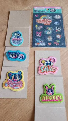 エンジェルブルー 刺繍ステッカー デニムファブリックステッカー ６点セット