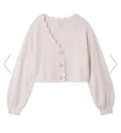 未使用　ジェラートピケ　スカラップ　カーディガン　ピンク