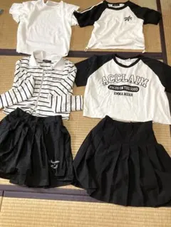 美品　カジュアルキッズ服セット（ホワイト・ブラック・デニム）　9点