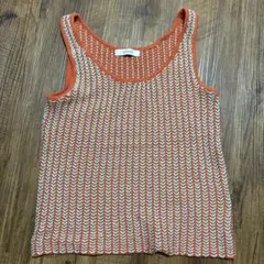 JEANASIS ニットタンクトップ オレンジ×ミントのサムネイル
