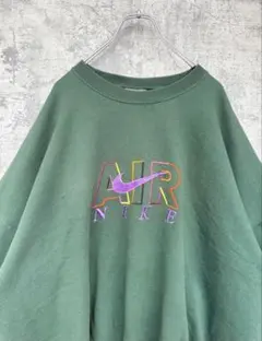90s NIKE ナイキ 刺繍スウォッシュ 緑 スウェット