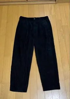 コーデュロイパンツ　スラックス　ブラック　太畝　1タック