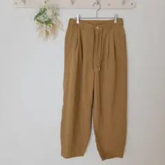 ニコアンド バルーンパンツ M タック ウエストゴム ゆったり キャメル 無地