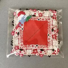 新品未使用♪近沢レース タオルハンカチ 和レース どすこい日本 レッド