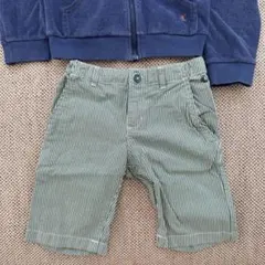 プチバトー　118cm 緑と白のストライプハーフパンツ