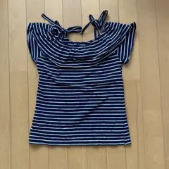 ストライプ柄オフショルTシャツ 130