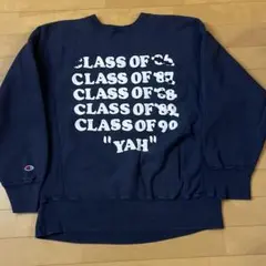 80s 両面プリント チャンピオン リバースウィーブ スウェット ネイビー