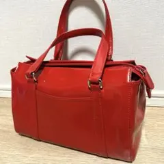 美品　キタムラ　赤　エナメル　ハンドバッグ K