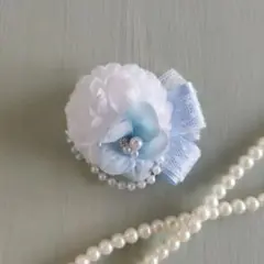 爽やかブルーで可愛い　子供　キッズ　コサージュ　ブローチ　入学式　入園式