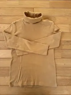 無印良品　起毛フライス編みタートルネック長袖Ｔシャツ婦人Ｓ・マスタード