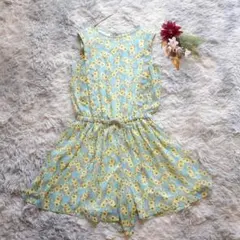 ローリーズファーム (M) 花柄オールインワン 春夏 ノースリーブ ロンパース