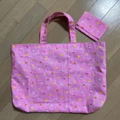 ハンドメイド　手提げ袋　お使い袋　レッスンバッグ　給食袋付き