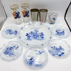 極美品✨ディズニー ガラス 皿 パーティーセット コップ プレート タンブラーのサムネイル