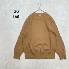 【GU/ジーユー】長袖クルーネックニット　キャメル　M シンプル　綺麗めのサムネイル