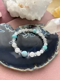 愛と癒し♡ラリマーとアマゾナイトと ブルームーンストーンのブレス