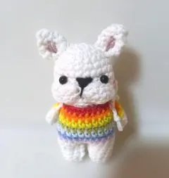 あみぐるみ　虹　てるてる坊主　フードパーカー　フレンチブルドッグ　キーホルダー