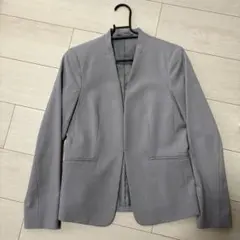 GU グレー ノーカラージャケット