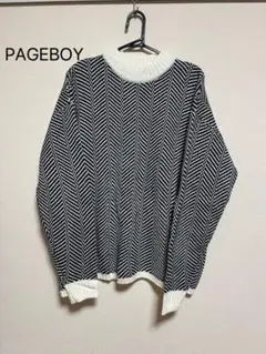 PAGEBOY ヘリンボーンパターン長袖ニットセーター