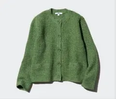 UNIQLO ニットショートジャケット グリーン