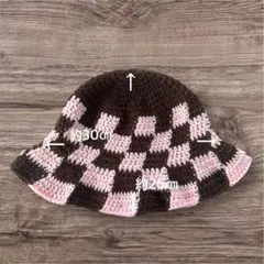 かぎ針編み　バケットハット　ニット帽　クラッシャーハット　バケハ