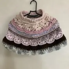 【一点物】レディース ケープポンチョ 手編み かぎ針 秋冬 羽織り