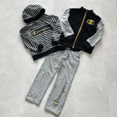 champion〔120〕【3点セット/パーカー＆長袖＆パンツ】フードフルジップ