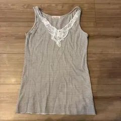 ストライプ レースタンクトップ