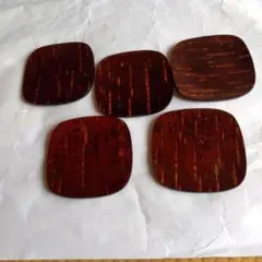 角館 桜皮細工 樺細工 茶托 お菓子皿 5枚 木製 ふき模様 茶托 5枚