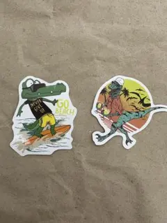 ワニ　恐竜　南国　おしゃれステッカー　2枚セット