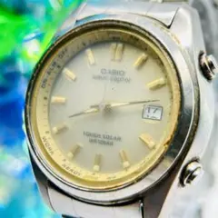 稼働品　CASIO カシオウェーブセプター　メンズ　電波ソーラー　デイト　腕時計