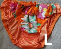 オレンジ フラワープリント 　ショーツ　Lサイズ　羽根付対応　タグ付