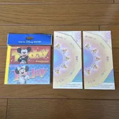 ディズニー　Todayメモ帳2個セット&ドリームガーランドカード2枚