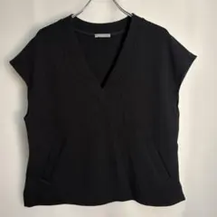 theory luxe ノースリーブ カットソー Vネック 黒のサムネイル